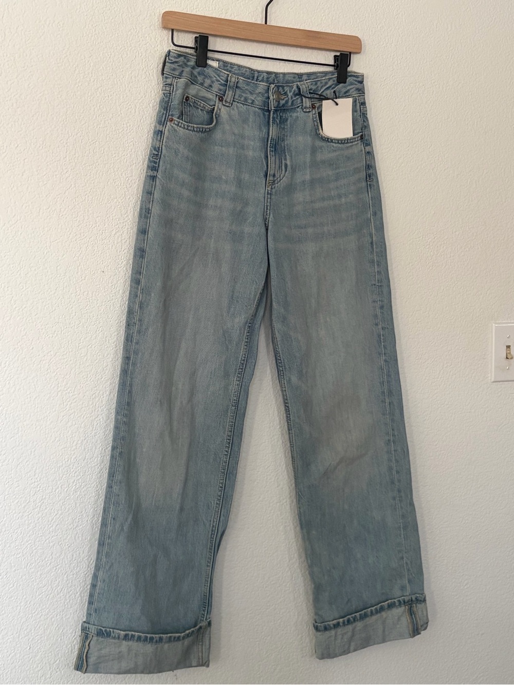 Zara Washed Blue Wide-Leg Jeans
